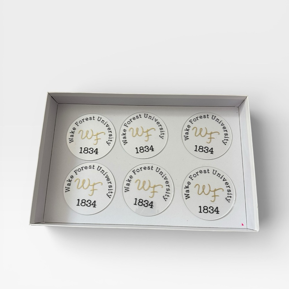 6 Acrylic Wake Forest University Circle Drink Coasters